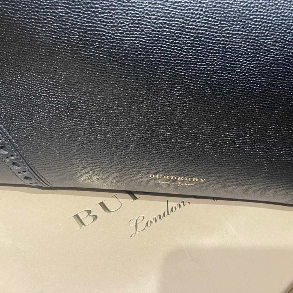 Burberry Large Brogues Banner Tote Leather House Check Canvas- dust bag and box - Picture 3 of 11